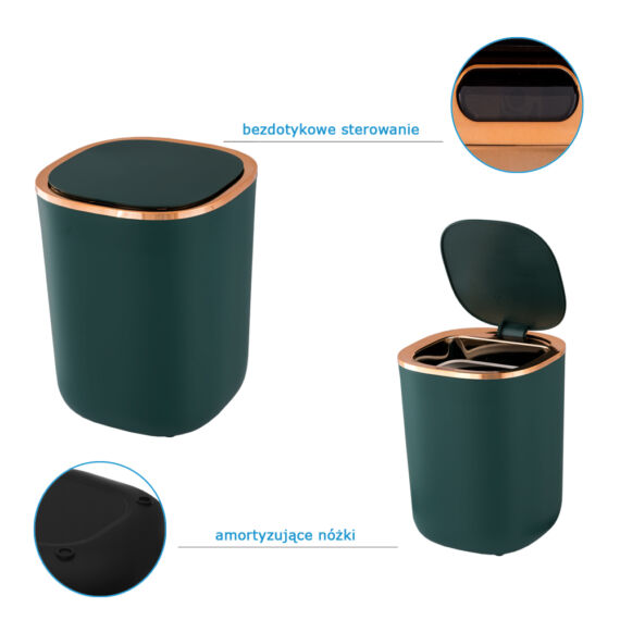 Gamma konyhai hulladéktároló, szenzoros, zöld-rose gold