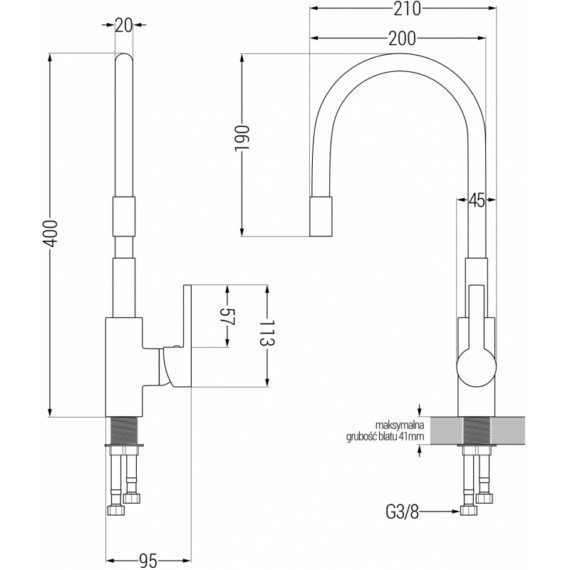 Mexen Flex konyhai csaptelep fehér-króm