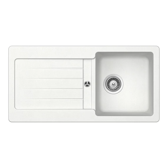 Schock Formhaus D-100L egymedencés gránit mosogató dugóemelő, szifonnal, fehér