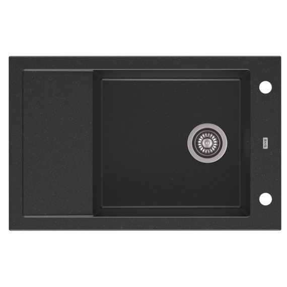 A-POINT 40 egymedencés gránit mosogató csepptálcával, automata dugóemelő, szifonkészlet, fekete