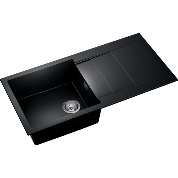 CASCADA 100 egymedencés gránit mosogató fekete-szemcsés fényes 3d