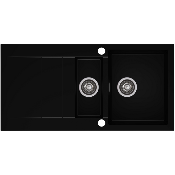 CASCADA 150 gyümölcsmosós gránit mosogató automata dugóemelő, szifonnal, fekete