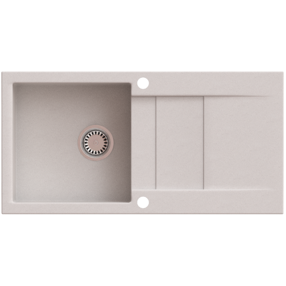 CASCADA 40 egymedencés gránit mosogató csepptálcával, szifonkészlet, bézs