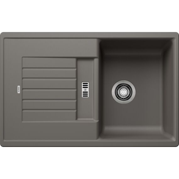 BLANCO ZIA 45S Silgranit egymedencés csepegtetőtálcás gránit mosogató, szifonnal, vulkánszürke