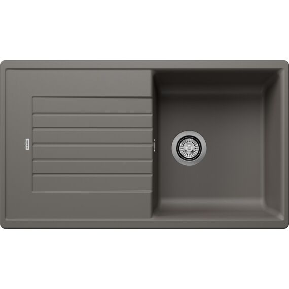 BLANCO ZIA 5S Silgranit egymedencés csepegtetőtálcás gránit mosogató, szifonnal, vulkánszürke
