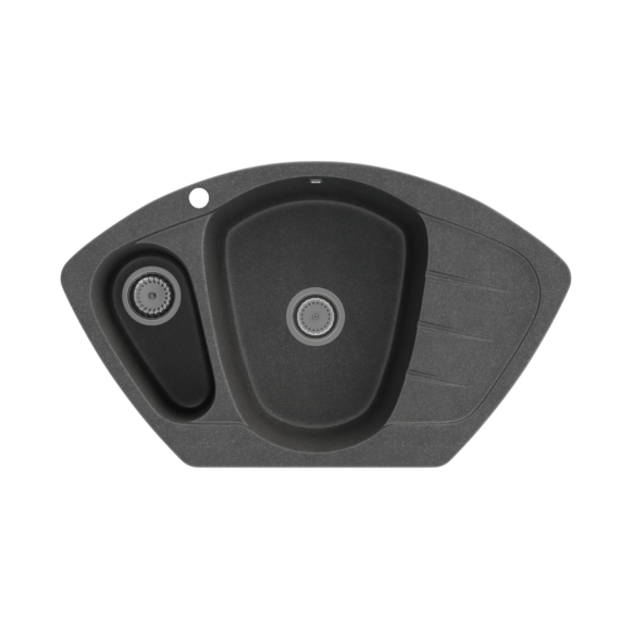 Brest gyümölcsmosós gránit sarok mosogató, szifonnal, fekete-szemcsés