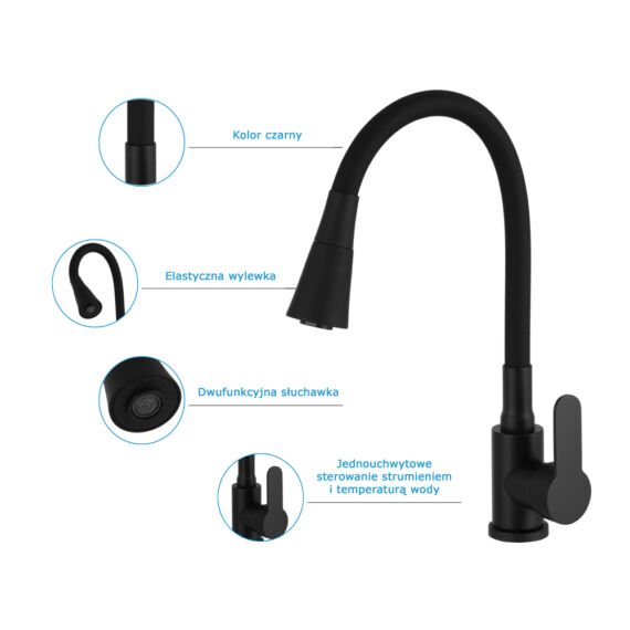 Flex 3000 konyhai csaptelep fekete