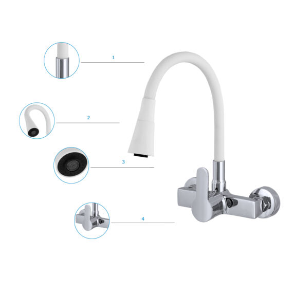 Flex 3000 konyhai fali csaptelep fehér-króm