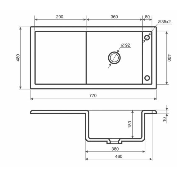 PARIS egymedencés gránit mosogató 3d