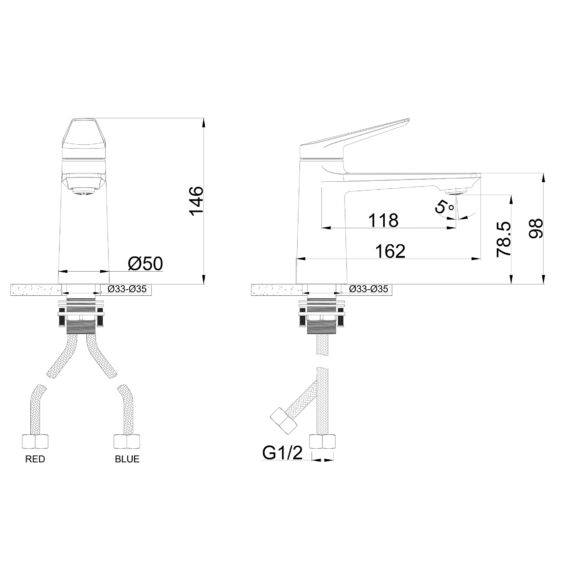 Evo fürdőszobai mosdó csaptelep fekete