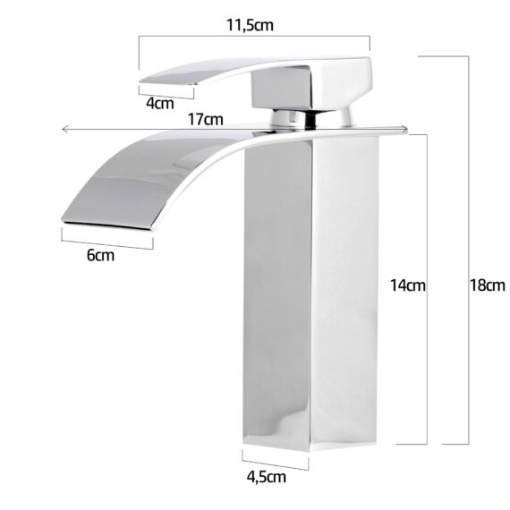 Elva fürdőszobai mosdó csaptelep vízesés alakú vízsugárral króm