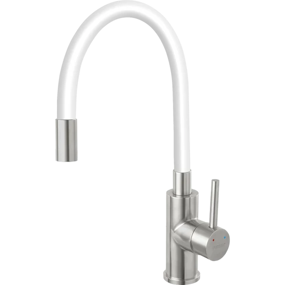 Ferro Zumba Flexibilis csövű inox csaptelep, fehér