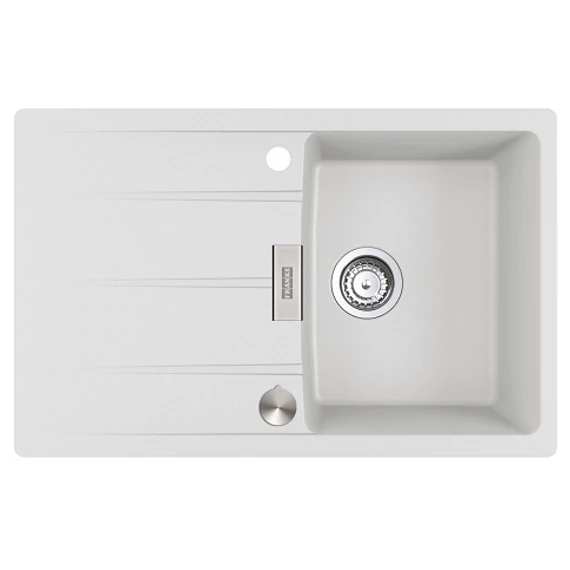 FRANKE CENTRO CNG-611-78 egymedencés gránit mosogató automata dugóemelő, szifonnal, fehér