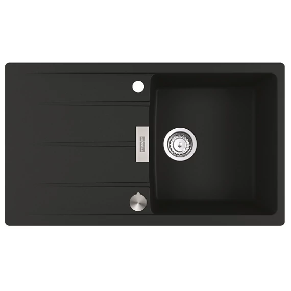 FRANKE CENTRO CNG-611-86 egymedencés gránit mosogató automata dugóemelő, szifonnal, fekete