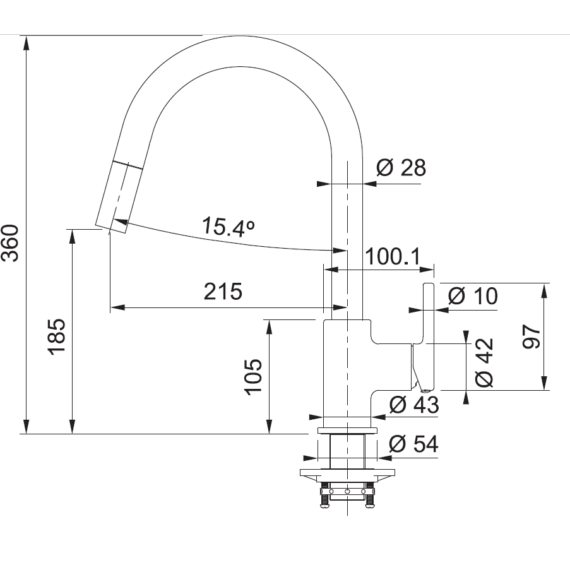FRANKE LINA DOCCIA konyhai csaptelep matt fekete