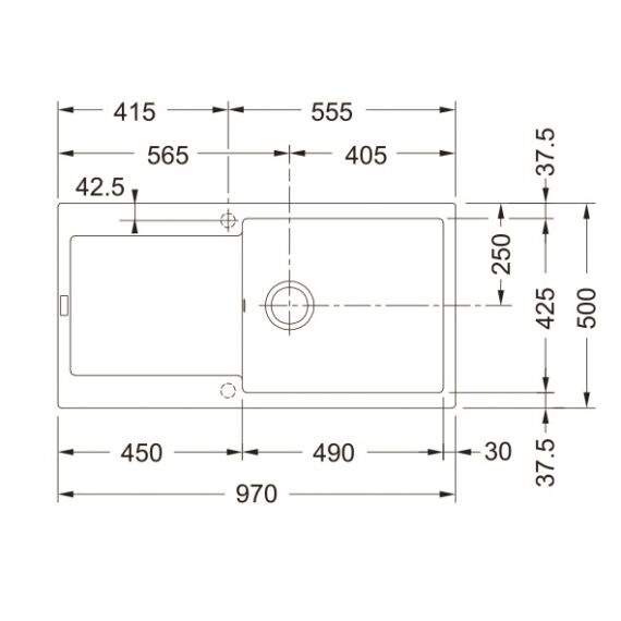 FRANKE MARIS MRG 611-100-XL egymedencés gránit mosogató csepptálcával  méret