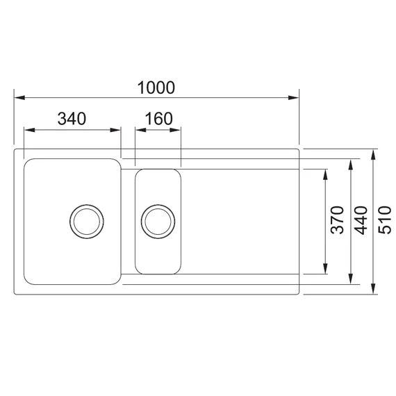 FRANKE ORION OID-651 egymedencés kompozit mosogató méret