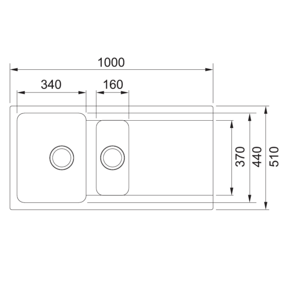 FRANKE ORION OID-651 egymedencés kompozit mosogató méret