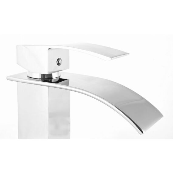 Elva magasított fürdőszobai mosdó csaptelep vízesés alakú vízsugárral króm