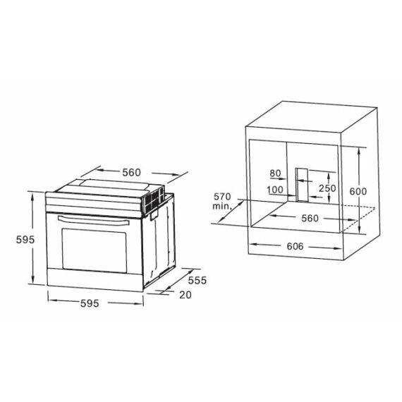 MIDEA 65M90M1 - Multifunkciós sütő méret