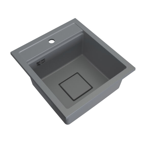 QUADRO 4550 egymedencés gránit mosogató automata dugóemelő, szifonnal, szürke