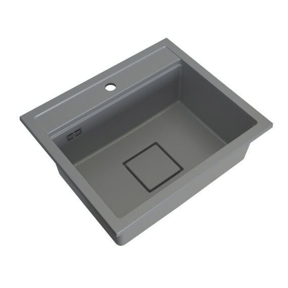 QUADRO 5850 egymedencés gránit mosogató automata dugóemelő, szifonnal, szürke