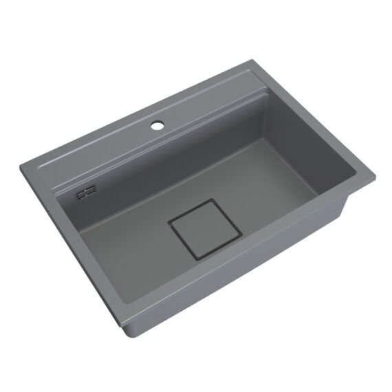 QUADRO 7050 egymedencés gránit mosogató automata dugóemelő, szifonnal, szürke