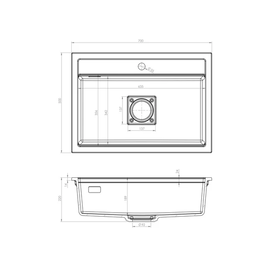 QUADRO 7050 egymedencés gránit mosogató automata dugóemelő