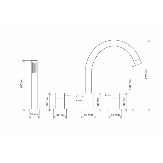 Roy kádtöltő csaptelep szett 4 részes arany