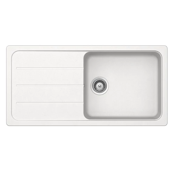 Schock Formhaus D-100L egymedencés gránit mosogató dugóemelő, szifonnal, fehér