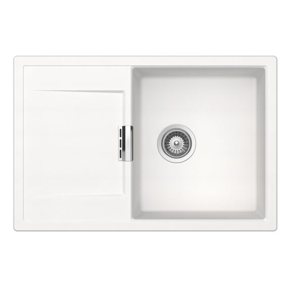 Schock Mono D-100 Cristadur Polaris egymedencés gránit mosogató dugóemelő, szifonnal, fehér