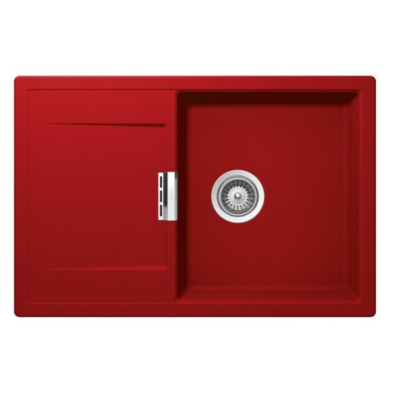 Schock Mono D-100 Cristadur Rouge egymedencés gránit mosogató dugóemelő, szifonnal, piros