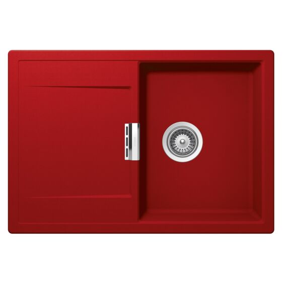 Schock Mono D-100S Cristadur Rouge egymedencés gránit mosogató dugóemelő, szifonnal, piros