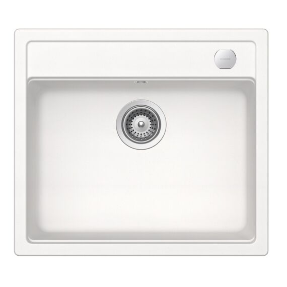 Schock Mono N-100 Cristadur Polaris egymedencés gránit mosogató automata dugóemelő, szifonnal, fehér