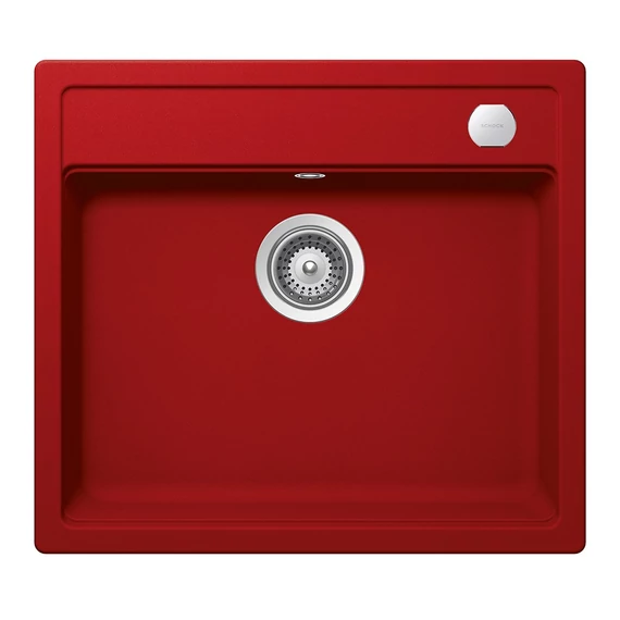 Schock Mono N-100 Cristadur Rouge egymedencés gránit mosogató automata dugóemelő, szifonnal, piros