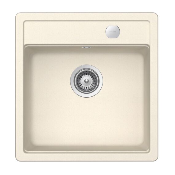 Schock Mono N-100S Cristadur Magnolia egymedencés gránit mosogató automata dugóemelő, szifonnal, krémfehér