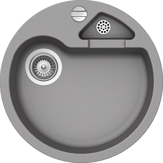 Schock Classic R-100 Cristalite Croma egymedencés kerek  gránit mosogató dugóemelő, szifonnal, szürke