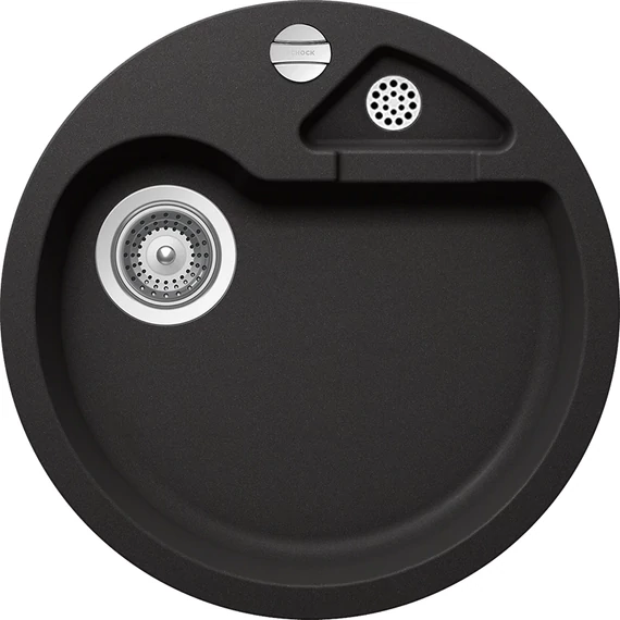 Schock Classic R-100 Cristalite Nero egymedencés kerek  gránit mosogató dugóemelő, szifonnal, fekete