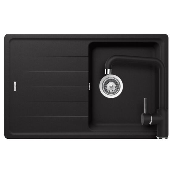 Schock Element D-100S egymedencés gránit mosogató szett dugóemelő, szifonnal, Schock Fonos, fekete