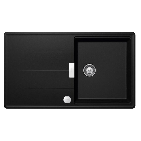 Schock Tia D-100 egymedencés gránit mosogató automata dugóemelő, szifonnal, fekete-szemcsés