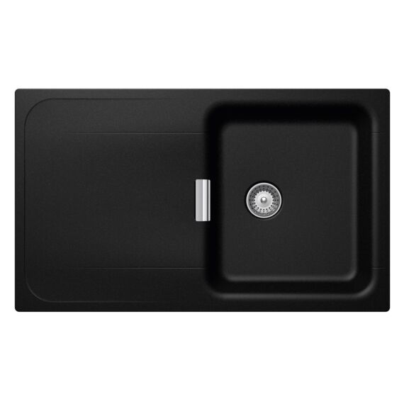 Schock Wembley D-100 Cristadur Magma egymedencés gránit mosogató dugóemelő, szifonnal, fekete-szemcsés