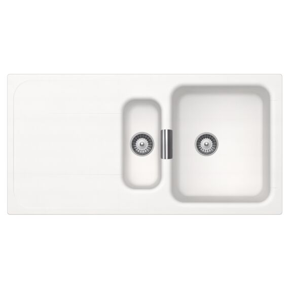 SCHOCK Wembley D-150 Cristadur Polaris gyümölcsmosós gránit mosogató, szifonnal, fehér