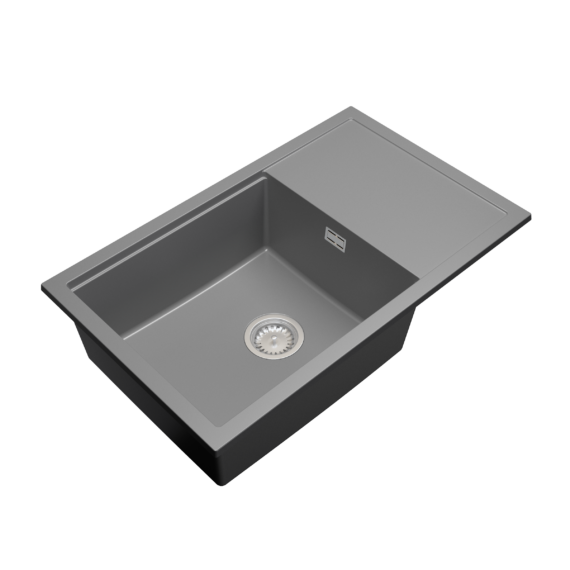 Advance Plus 80 csepegtetőtálcás egymedencés gránit mosogató, szifonnal, szürke