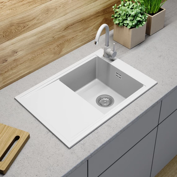 Design 7050 csepegtetőtálcás egymedencés gránit mosogató