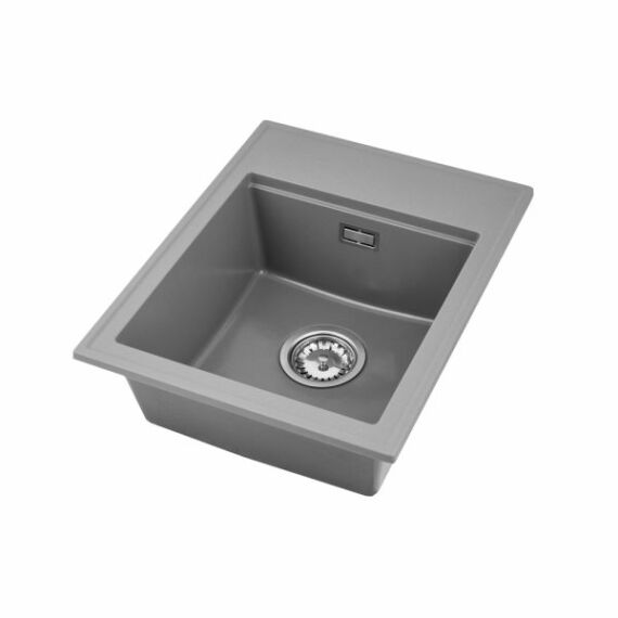 Modern 4050 egymedencés gránit mosogató automata dugóemelő, szifonnal, szürke