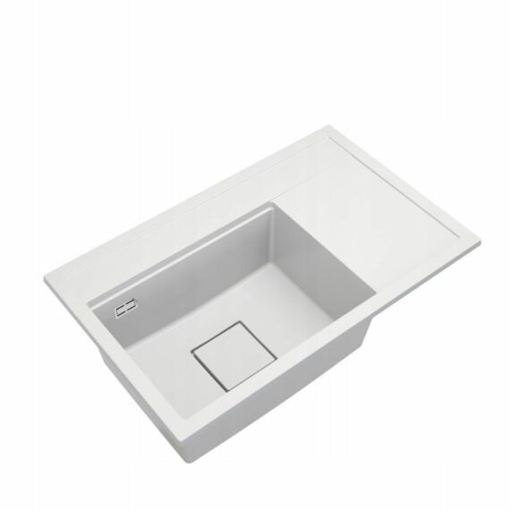 Gamma Quadro 8151 gránit mosogató, szifonnal, fehér színben