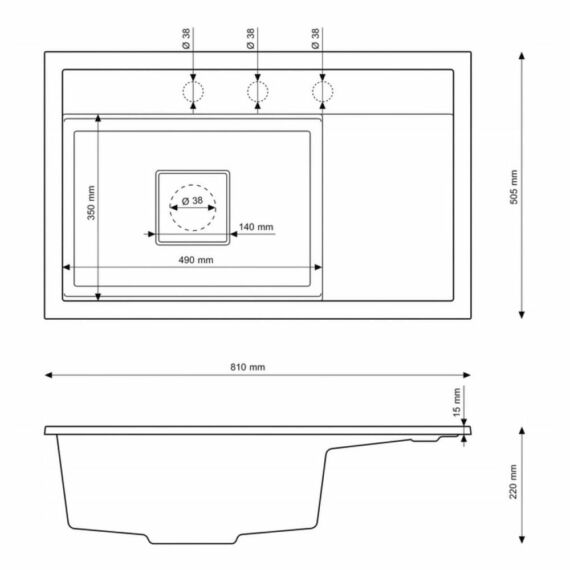 Gamma Quadro 8151 gránit mosogató