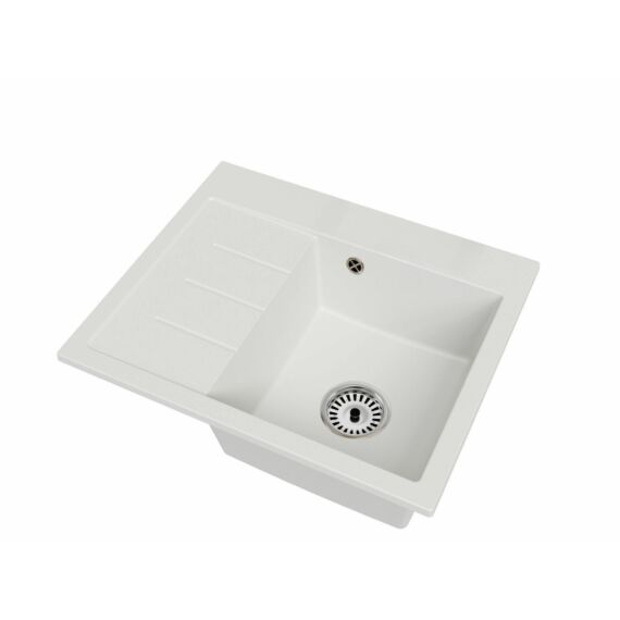 Exclusive 60 gránit mosogató, balos csepegtetővel, fehér, beépíthető
