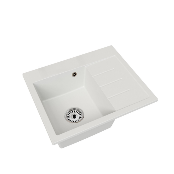 Exclusive 60 gránit mosogató, jobbos csepegtetővel, fehér beépíthető