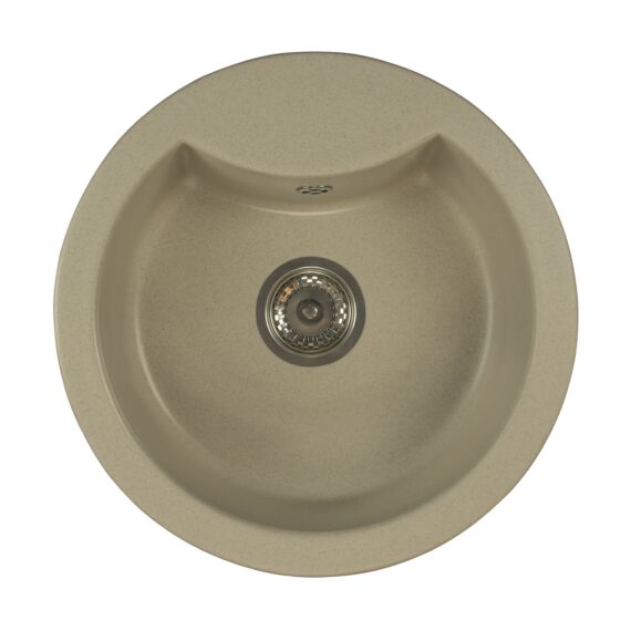 Mila kerek gránit mosogató szifonnal bézs